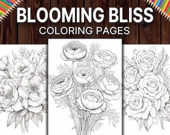 Floral Coloring Book: 50 Flower Designs for Stress Relief (Printable PDF)