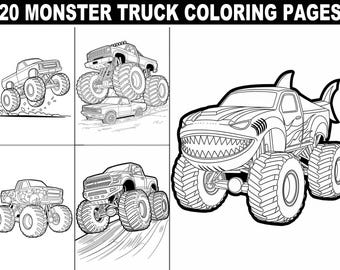 Monster Truck Coloring Pages Digital Download | 20 Action-Packed Designs for Kids | Big Wheels, Cool Trucks, and Fun Vehicle Art