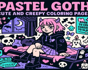 Pastel Goth Coloring Book – Creepy Kawaii Designs (PDF)