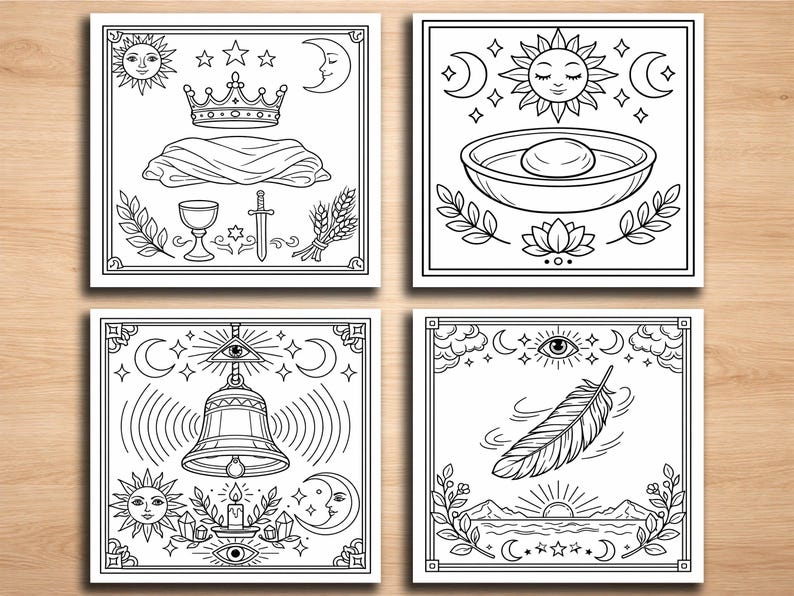 Esoteric Colouring In Veiled Symbols Tarot Coloring Pages – 20 Mysterious & Esoteric Line Art ...