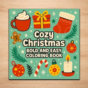 Christmas Coloring Pages | Cozy Christmas Coloring Book | Printable Holiday Bold Easy Sheets