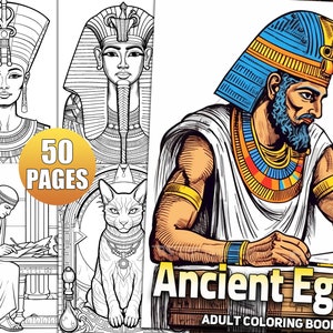 Ancient Egypt Coloring Pages for Adults, Mythology Coloring Book featuring Gods and Goddesses for Relaxation & Stress Relief, Printable PDF
