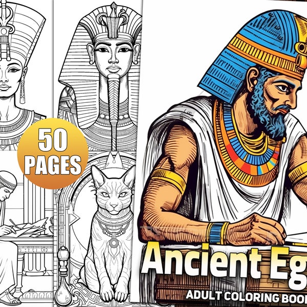 Ancient Egypt Coloring Pages for Adults, Mythology Coloring Book featuring Gods and Goddesses for Relaxation & Stress Relief, Printable PDF