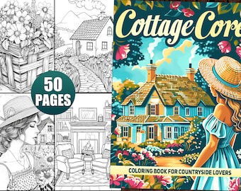 Cottagecore Coloring Book: 50 Country Life Pages for Adults (Digital Download)