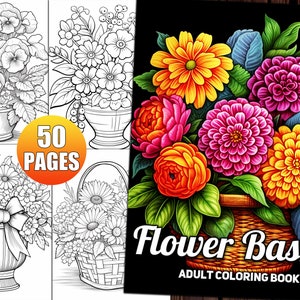 Bloemenmand kleurplaten voor volwassenen, bloemenkleurboek voor ontspanning en stressverlichting, afdrukbare PDF, direct downloaden