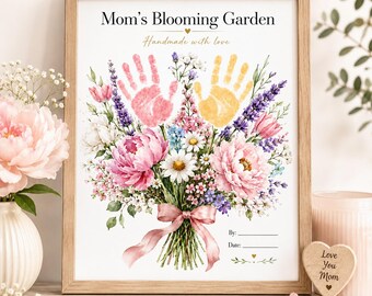 Mother’s Day Handprint Flower Printable, Mom Blooming Garden Keepsake Gift from Kids