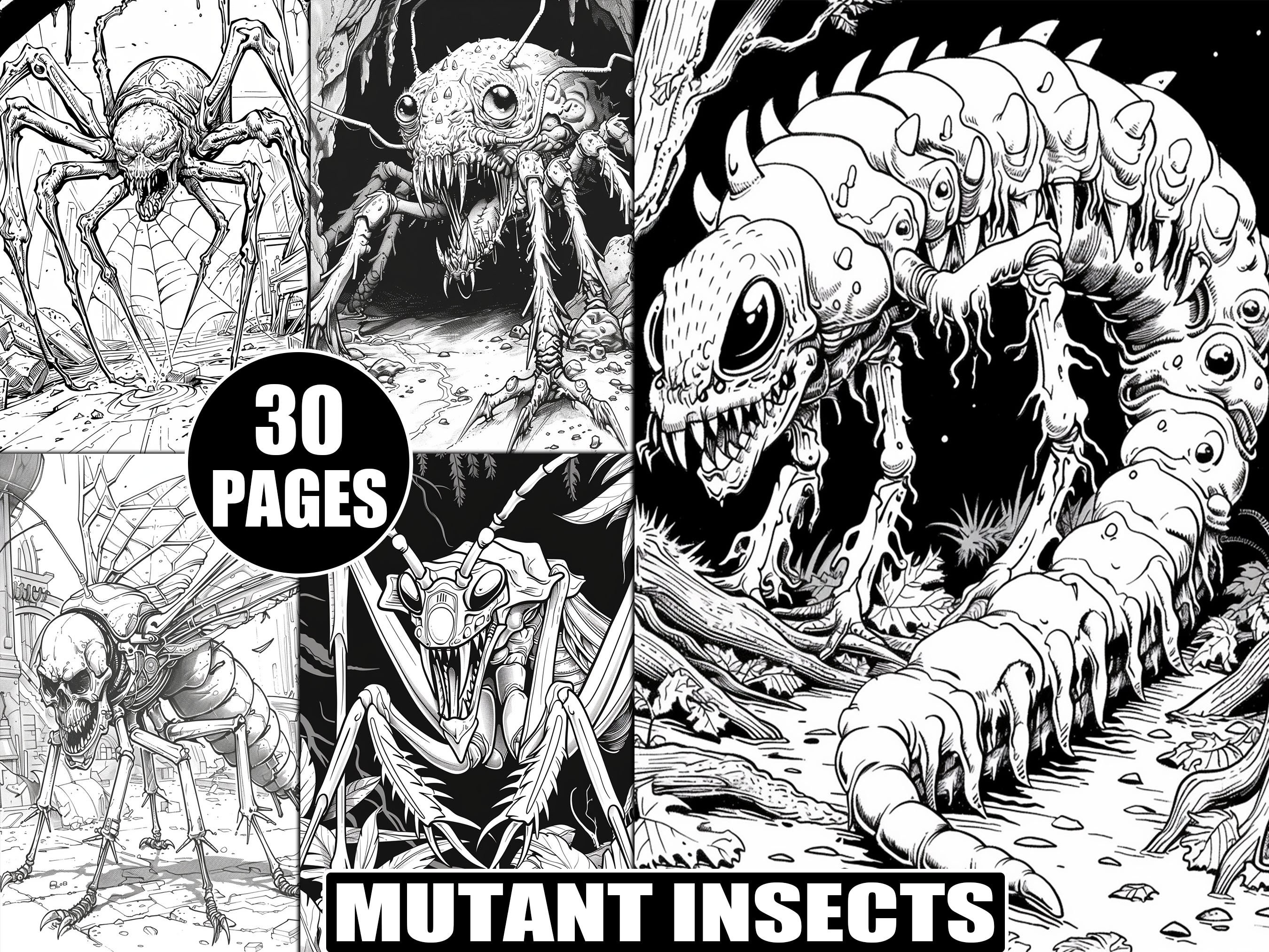 30 Mutant Insects Coloring Pages for Adults - Printable