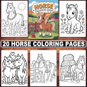 20 Horse Coloring Pages Printable | Realistic & Cute Pony Sheets with Riders, Breeds and Farm Scenes | Equestrian PDF Download for Kids