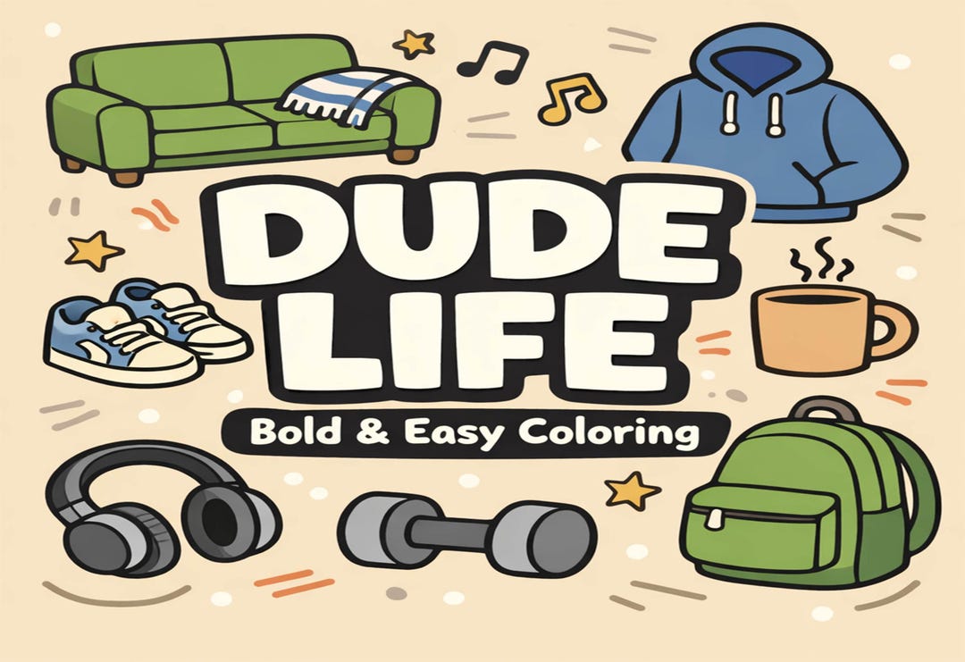Dude Life Printable Coloring Pages – 20 Relaxed Everyday Line Art ...