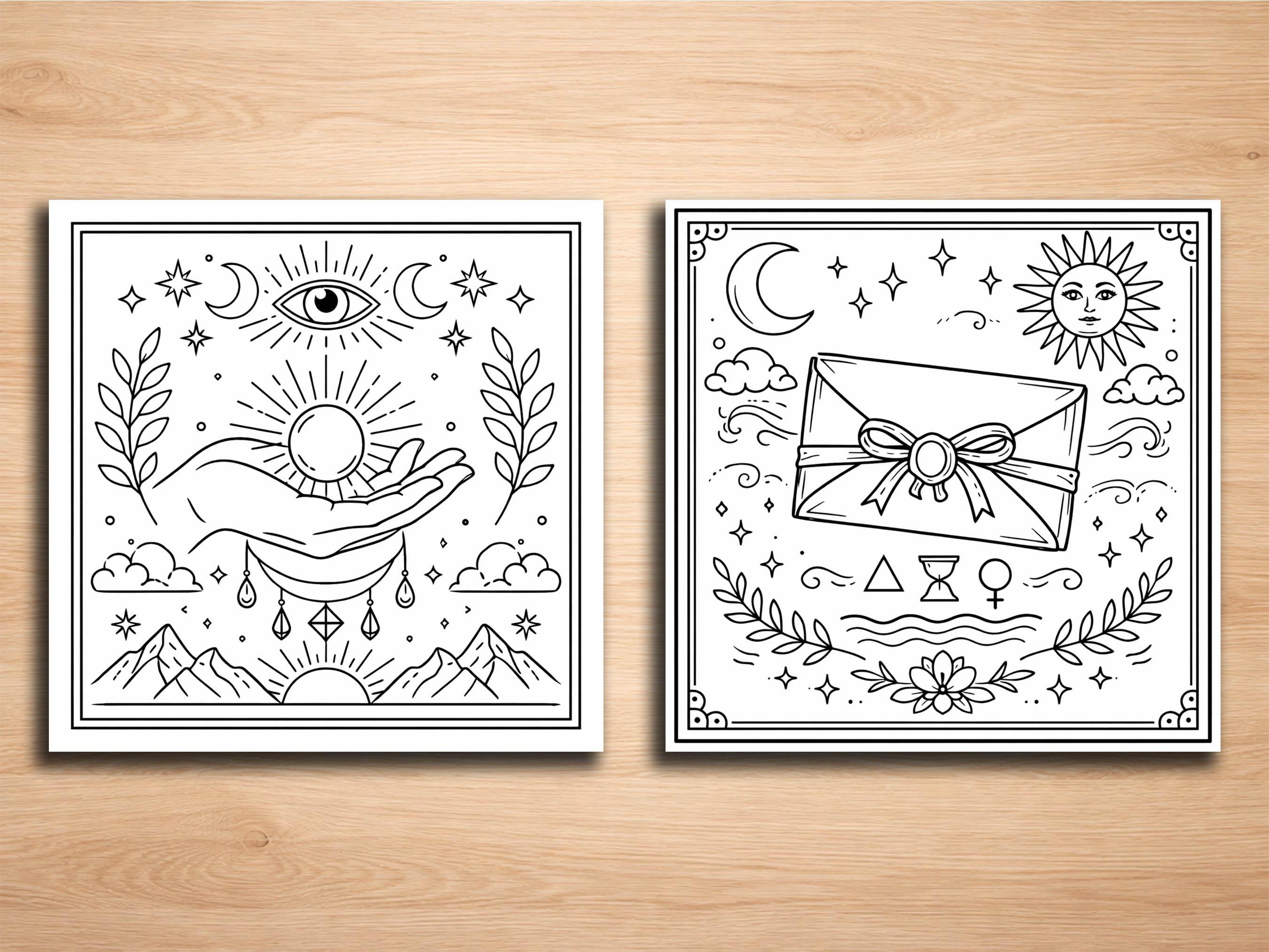 Esoteric Colouring In Veiled Symbols Tarot Coloring Pages – 20 Mysterious & Esoteric Line Art ...