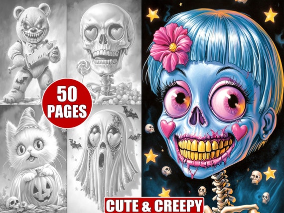 Kawaii Horror Coloring Pages: 50 & Creepy Designs (Printable