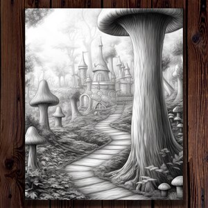 50 Enchanted Forest Coloring Pages for Adults, A Grayscale Fantasy ...