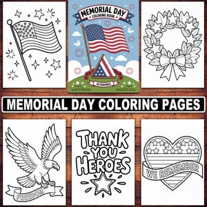 20 Memorial Day Coloring Pages | Patriotic USA Flag and Soldier Printables for Kids & Adults | Veterans Day and 4th of July Holiday Book