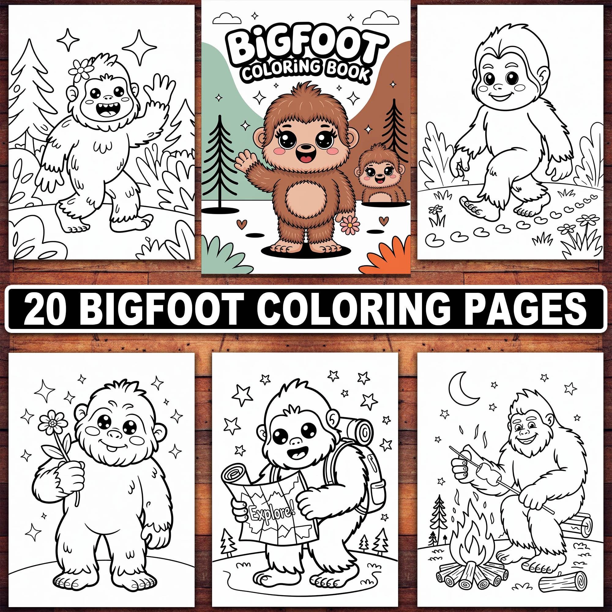 Bigfoot Coloring Pages | 20 Fun and Mythical Designs for Kids & Adults | Printable Sasquatch and Cryptid Coloring Book PDF