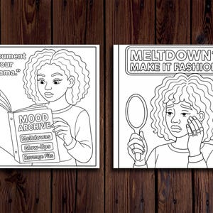 Libro para colorear de chicas negras: Cambios de humor relacionados con la melanina (Descarga PDF, 20 páginas) imagen 8