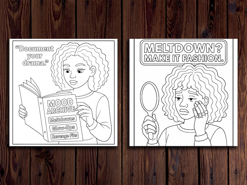 Libro para colorear de chicas negras: Cambios de humor relacionados con la melanina (Descarga PDF, 20 páginas) imagen 8