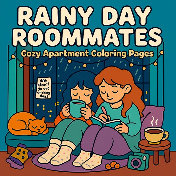 Cozy Rainy Day Coloring Pages: Soft Girl Friendship Moments (Digital Download)