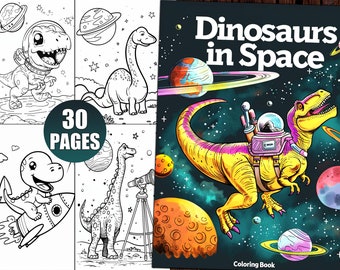 Dinosaurs in Space Coloring Book: 30 Printable Kids' Pages (PDF)