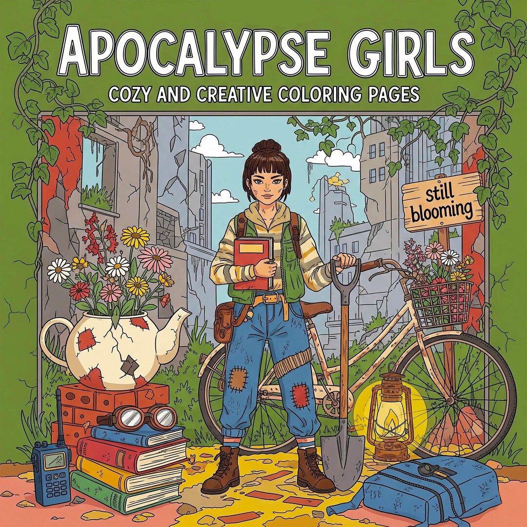 Post-apocalyptic Coloring Pages: Strong Girls, Ruined Cities (digital ...