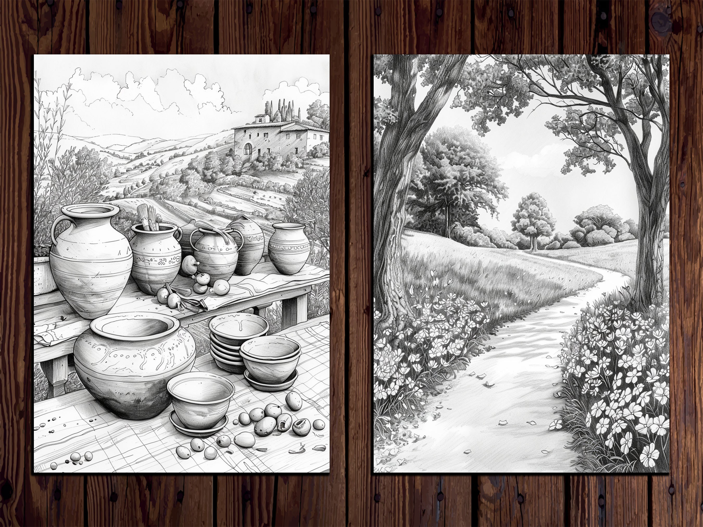 Cottagecore Coloring Book: 25 Springtime Country Life Pages (grayscale ...