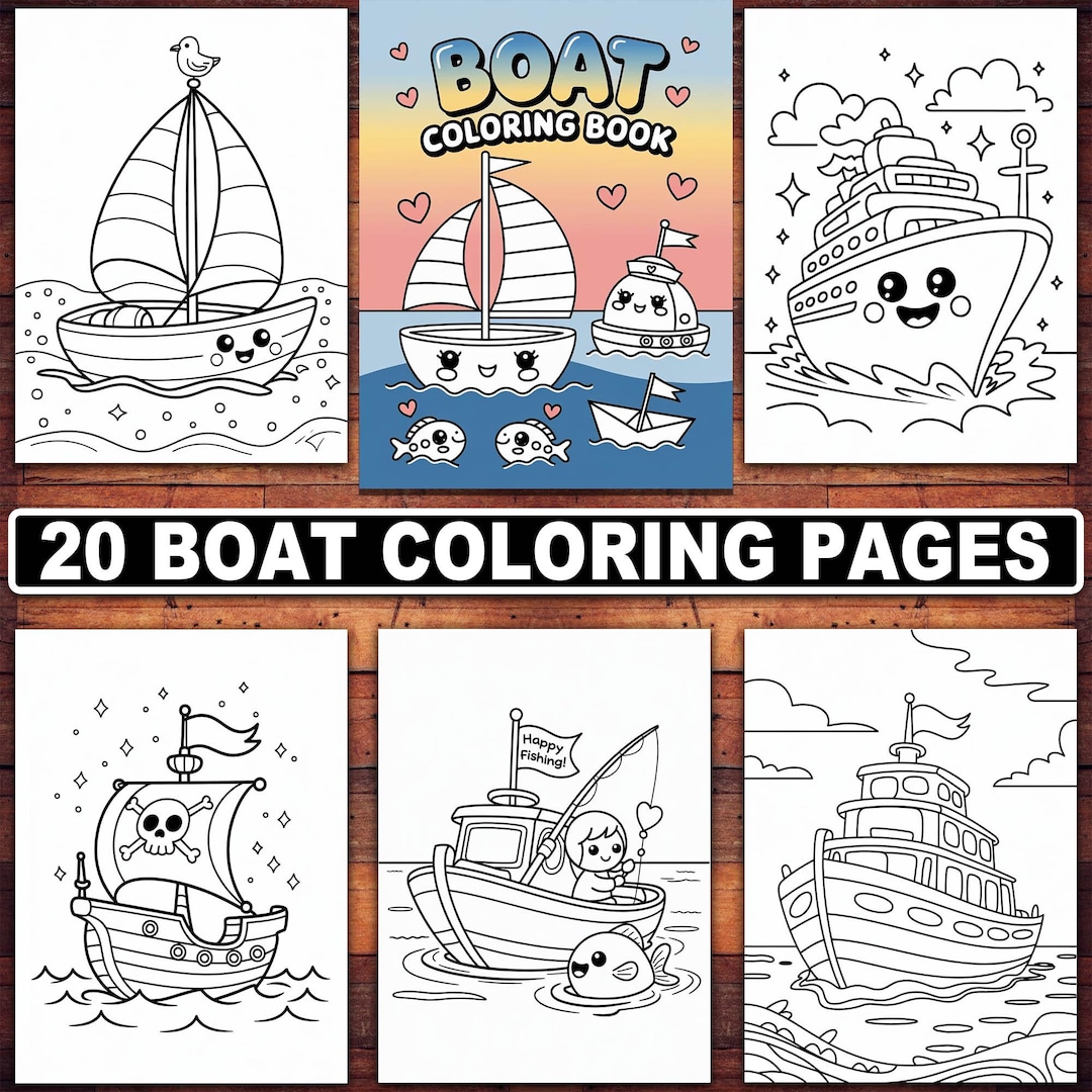 Boat Coloring Pages: 20 Nautical Designs for Kids & Adults (PDF ...