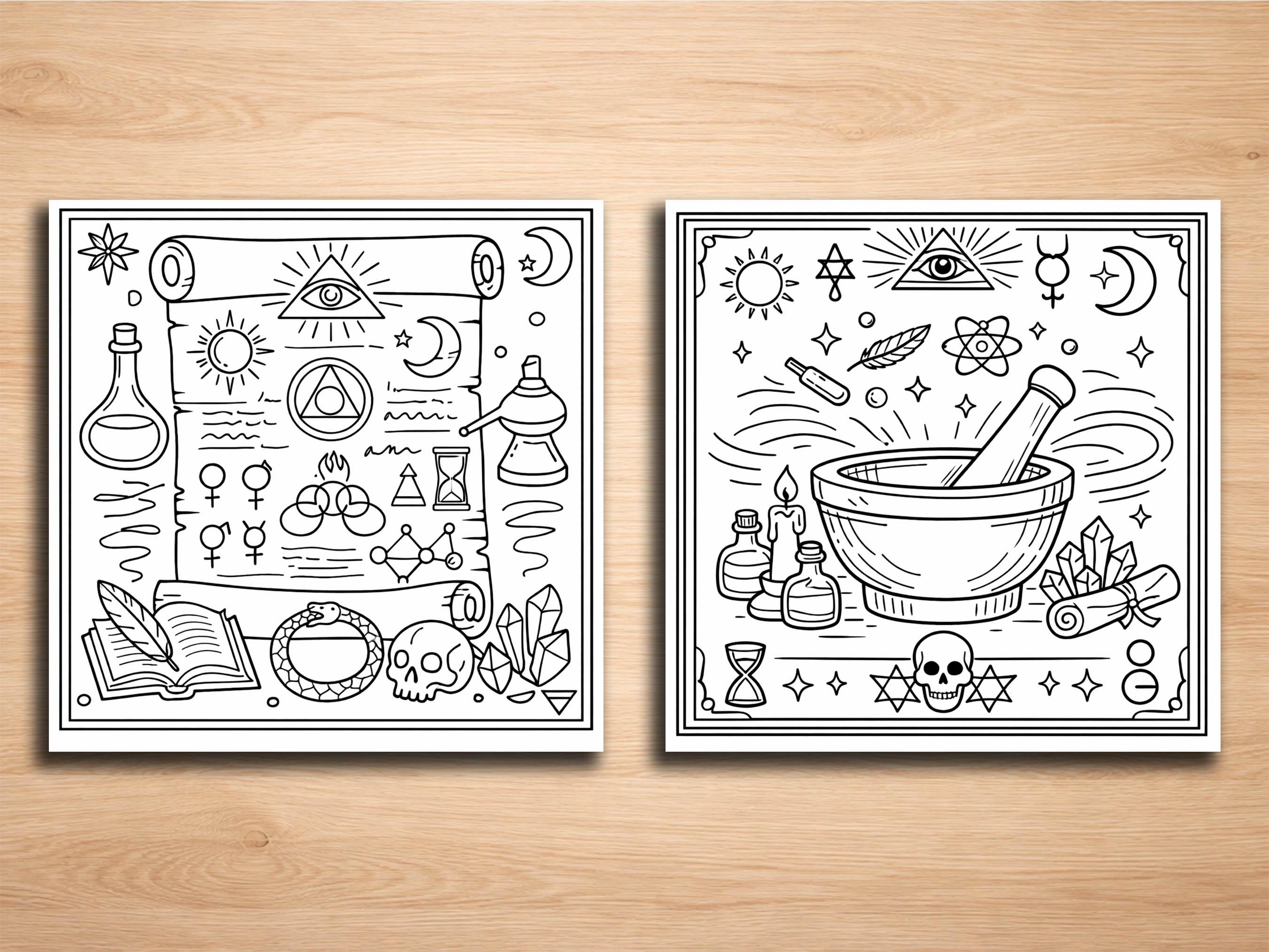 Esoteric Colouring In Alchemy Signs Tarot Coloring Pages – 20 Mystical & Esoteric Line Art ...