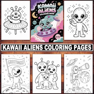 Kawaii Alien Coloring Pages  | 20 Cute and Cosmic Designs for Kids and Adults | UFOs, Chibi Extraterrestrials & Space Adventures