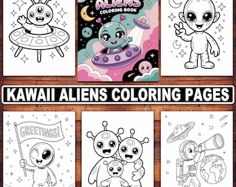 Alien Coloring Pages for Kids - Etsy UK