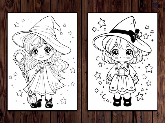 Kawaii Halloween Coloring Book for Girls: 32 Adorable Pages for Ages 3-8