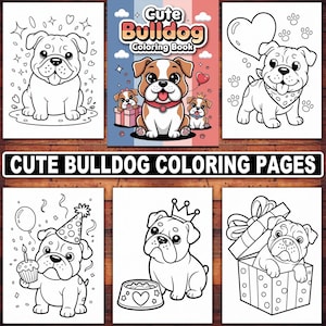 Cute Bulldog Coloring Pages Digital Download | 20 Adorable Dog Designs for Kids & Adults | Printable Bulldog Coloring Book PDF