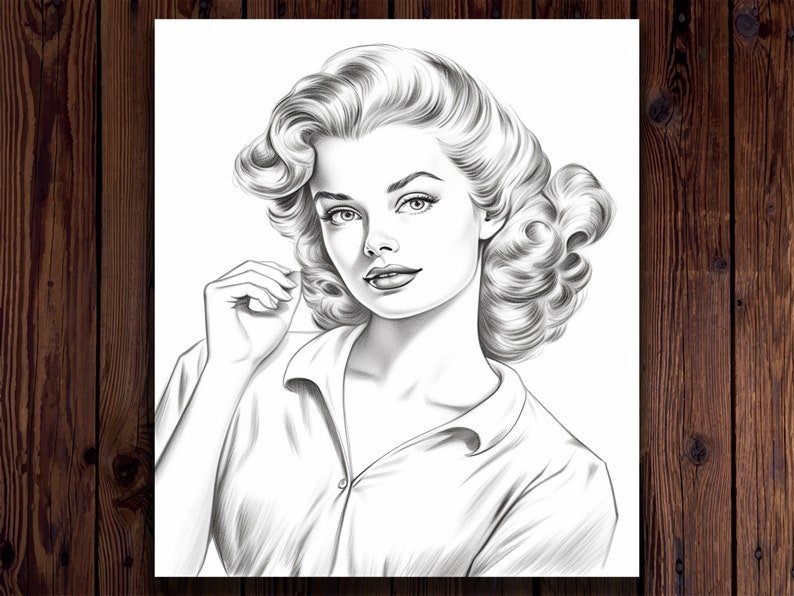 50s Beauties Coloring Pages Pin up Girls Coloring Book Women - Etsy ...