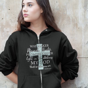 WAYMAKER Shirt, Christian Hoodies, Zip Up Hoodie, Christian Shirts, Christian Gifts, Jesus Shirt, Zip Hoodie, Hoodies For Women