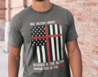 Christian Shirts, American Flag, Patriotic, Blessed Is The Nation Whose God Is The Lord, Christian T Shirts, Faith Shirt, For Men And Women