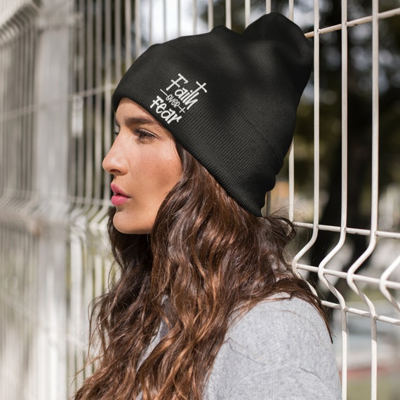 Embroidered Beanie FAITH OVER FEAR 