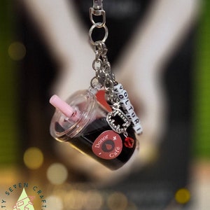 Vampire Themed Donor Café Blood Shaker Cup Keychain Bag Charm With Personalization