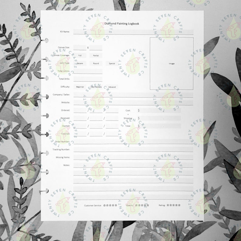 PDF Diamond Painting Log Book, Printable PDF Etsy