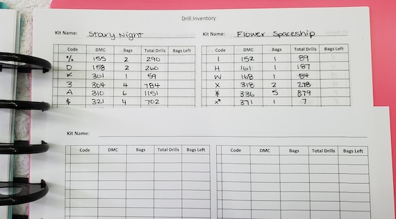 Diamond Painting Drill, Diamond Inventory Sheet, Printable PDF 