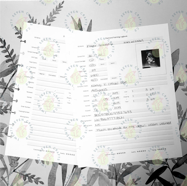 PDF Diamond Painting Log Book, Printable PDF Etsy