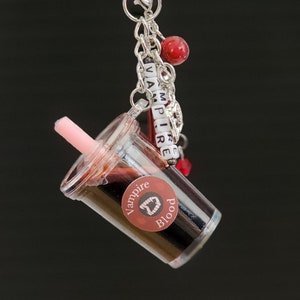 Vampire Blood Shaker Cup Keychain Bag Charm With Personalization