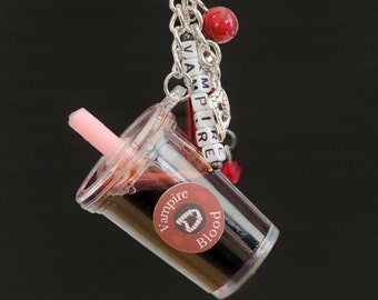 Vampire Blood Shaker Cup Keychain Bag Charm With Personalization