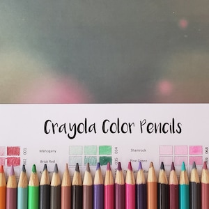 PDF 100 Crayola Color Pencils Numbered Coloring Swatch Chart, Printable PDF