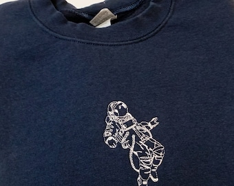 hemels sweatshirt, astronomie, astrologie, oversized sweater, cadeau voor, Fine Line, astronaut, geborduurde ronde hals, minimalistisch, zon, maan