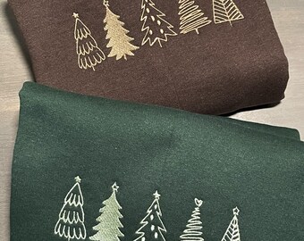 Christmas Tree, Aesthetically Pleasing Christmas Sweater, Embroidered Crewneck, Cozy Christmas