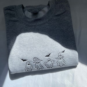 Ghost party sweater, Cozy fall sweater, oversized halloween sweatshirt, ghost sweater, halloween embroidery, autumn sweatshirt