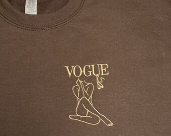 Damessilhouet, oversized sweater, cadeau voor, Fine Line, geborduurde ronde hals