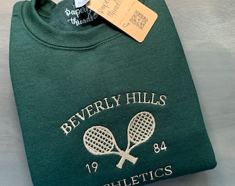 Vintage Beverly Hills Athletics Club geborduurde ronde hals