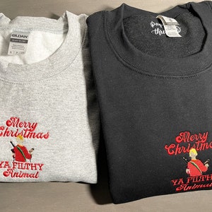Christmas sweater, Home Alone crewneck, ugly Christmas sweater, Kevin Mccallister, Merry Christmas, embroidered crewneck, oversized sweater