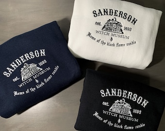 Sanderson Witch Museum Sweatshirt, Heksentrui, Halloween geborduurde ronde hals, Halloween trui, gezellige herfsttrui