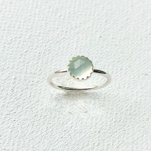 Aqua Chalcedony Ring, Aqua Chalcedony Faceted Gemstone, 925 Sterling Silver Stacking Ring, Minimalist Silver Ring, Gift