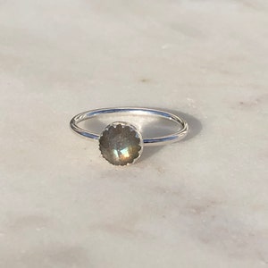 Labradorite Ring* Sterling Silver Ring*Gemstone Ring* Thin*Handmade* Natural* Minimalist Ring*